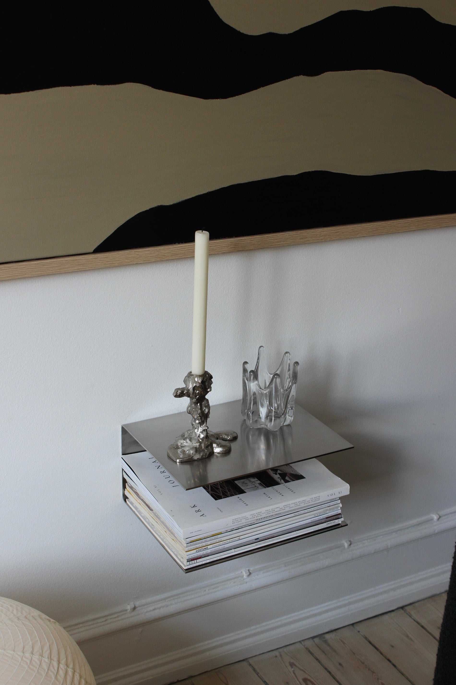 Lund - Wall-mounted stainless steel bedside table